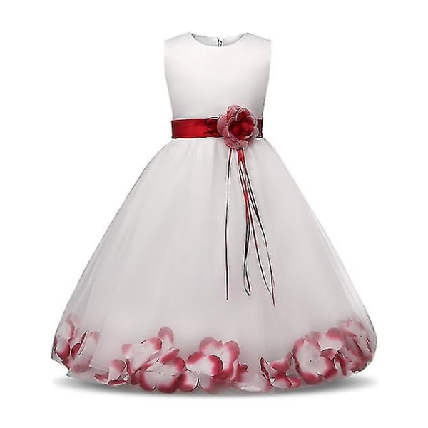 Blomstertjej Baby bröllopsklänning Fairy Petals Barnkläder Flicka Festklänning Barnkläder Fancy tonårsflicka Klänning 4 6  10t Red 8