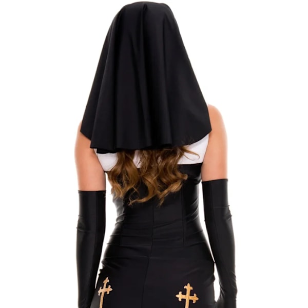 Halloween Fantasia Fancy Dress Kvindes Nonne Cosplay Kostume Spil Uniform Sort-4stk Black-4pcs One Size