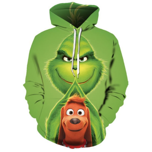 Adult Christmas Grinch Pullover Hoodie Novelty Sweatshirt F 3XL