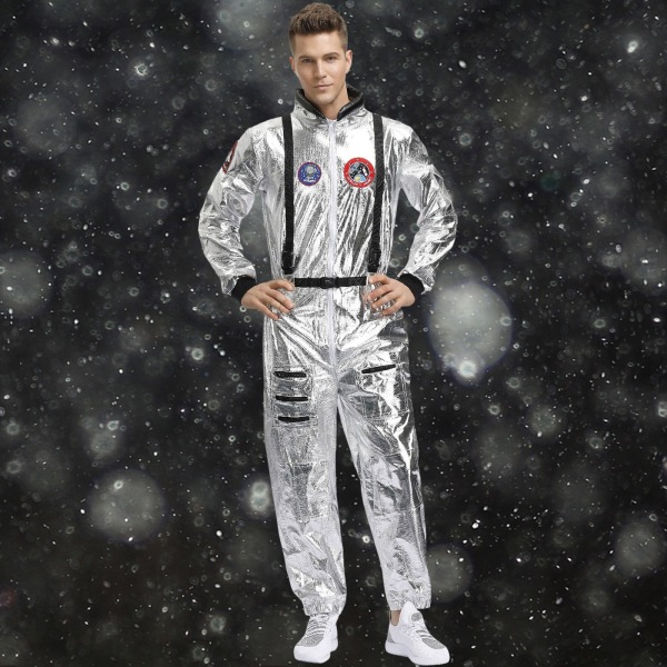 Astronautti Spaceman Cosplay -asu, hopea avaruuspuku XL