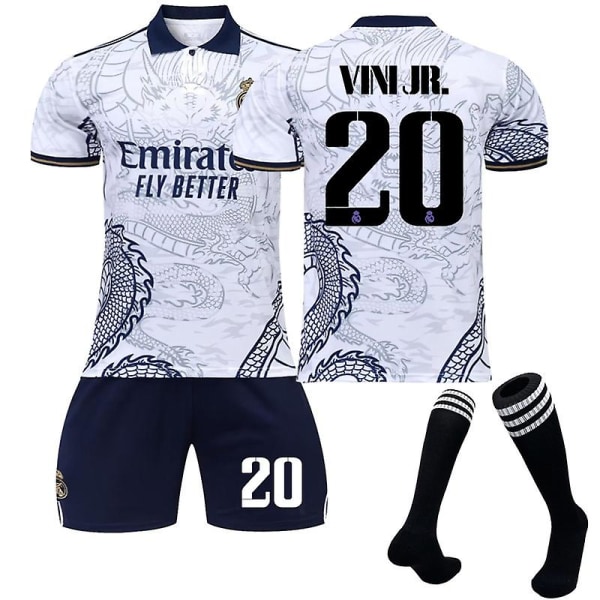 22-23 Real Madrid Dragon Pattern Fodboldtrøje No.20 Vini Jr Kids 18(100-110CM)
