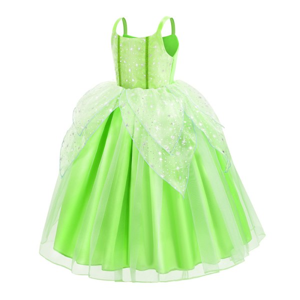 Kid Girl Halloween Peter Pan Tinker Bell Fairy Cosplay Klänning 110cm