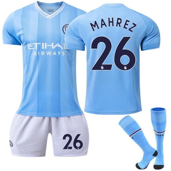 23-24 Manchester City Home Fotbollströja för barn nr 26 MAHREZ 12-13 years