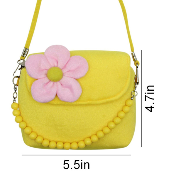 Little Girl Fashion Flower Messenger -olkalaukku Pehmo Yellow