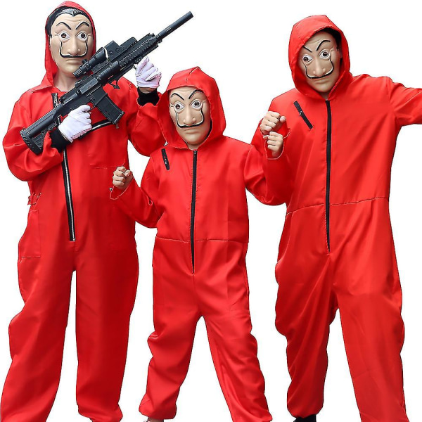 Lapsi aikuisten La Casa De Papel Cosplay Halloween -asu ja setti Adult M Adult 3XL