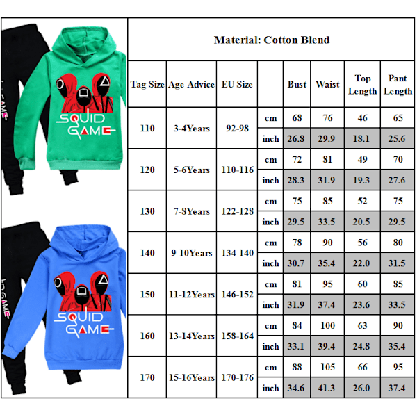 Squid Game Sport Casual Hoodie Sweatsuit + housut Lasten vaatteet red 110cm