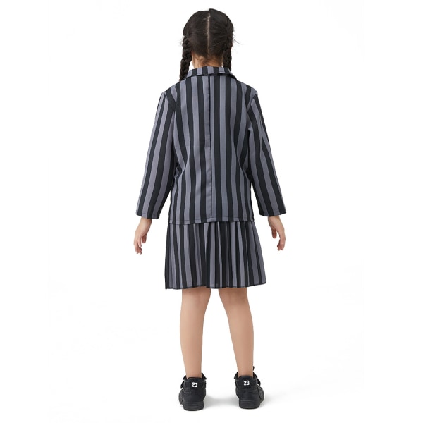 Onsdag Addams Costume Girl school Uniform Dress ut for Kid Grey S