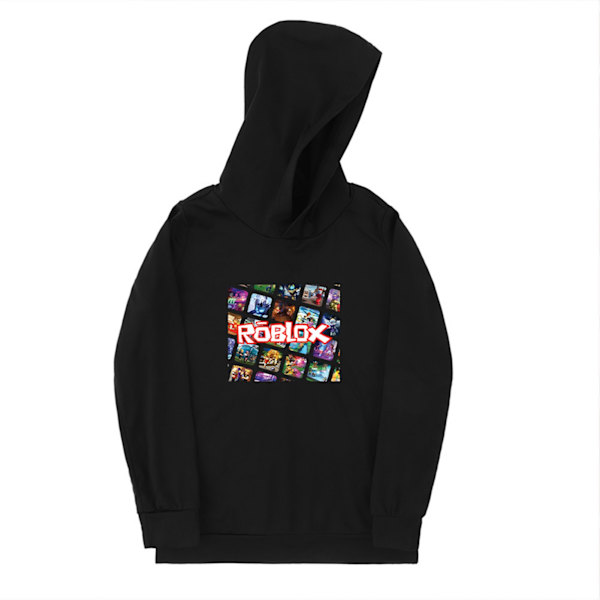 Roblox sort hættetrøje til børn med tryk