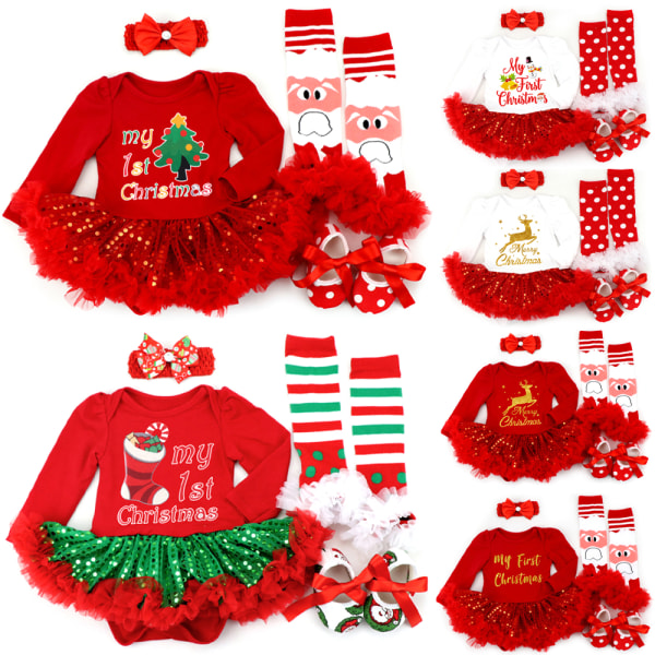 Christmas aby's 4PC kostymkjol + hårband + skor + benvarma B S