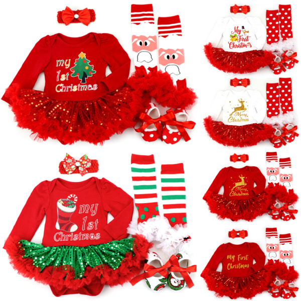 Christmas aby's 4PCS kostymkjol + hårband + skor + benvarma B XL