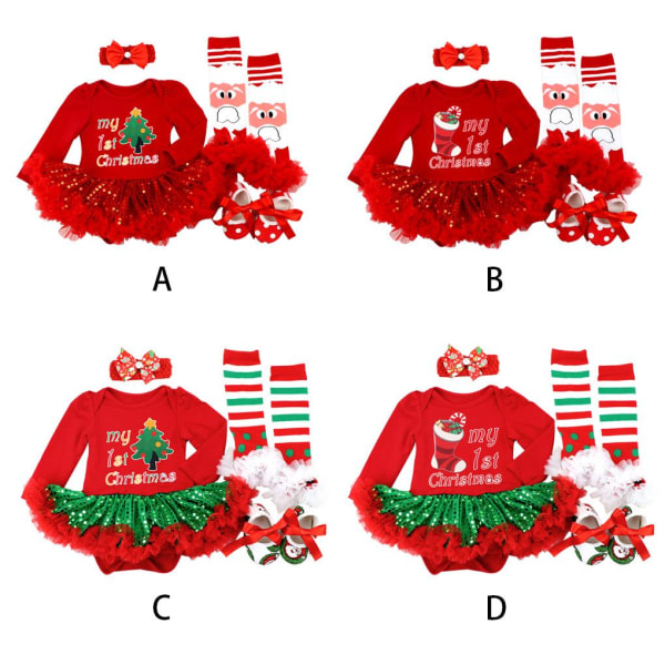 4 kpl/ setti Joulutyttö Setti Hame Mekko Kengät Hiuspanta 14 M