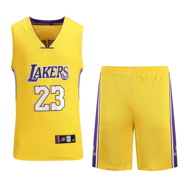 #23 Lebron James Basketball Jersey Set Lakers Uniform for Kids Yellow 4XL