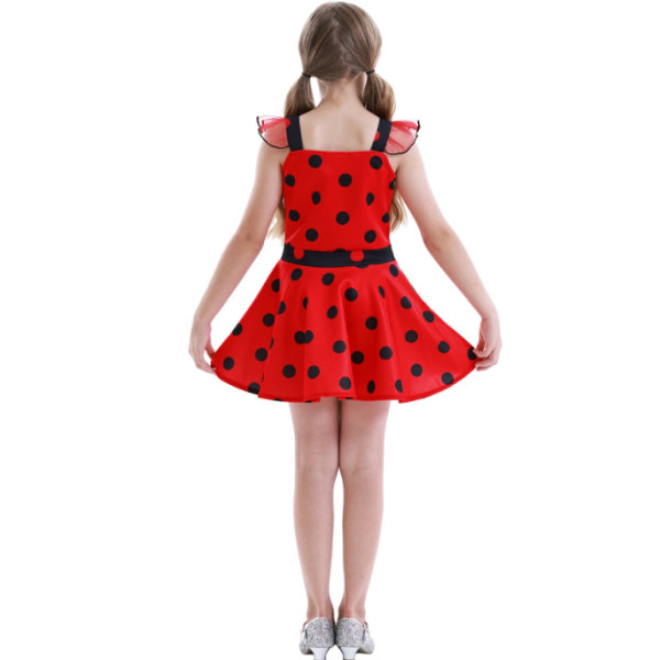 Jenter Polka Dots Ladybug Dress Up kostyme red 130cm