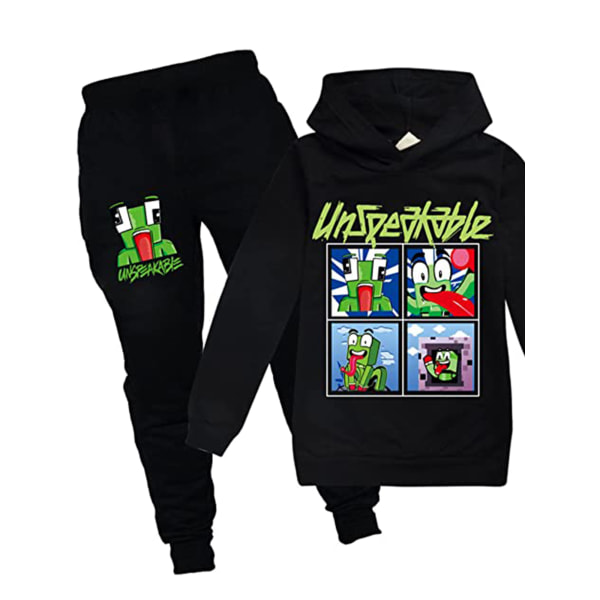 Unspeak.Able Kids Pullover Hoodie Sweatpants Kostym 2 ST Outfit black 120cm