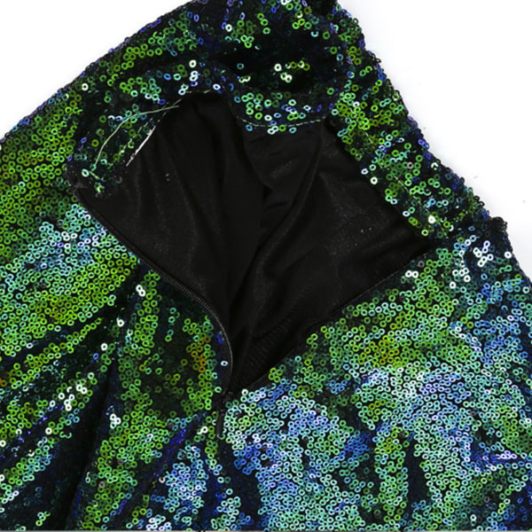 Dame Mermaid Tail Costume Paljett Maxi-skjørt Cosplay Hallowee Green XXL