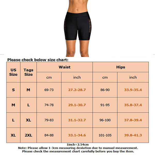 Naisten uimashortsit, nopeasti kuivuvat, joustavat verkkosaumat Black Tag M