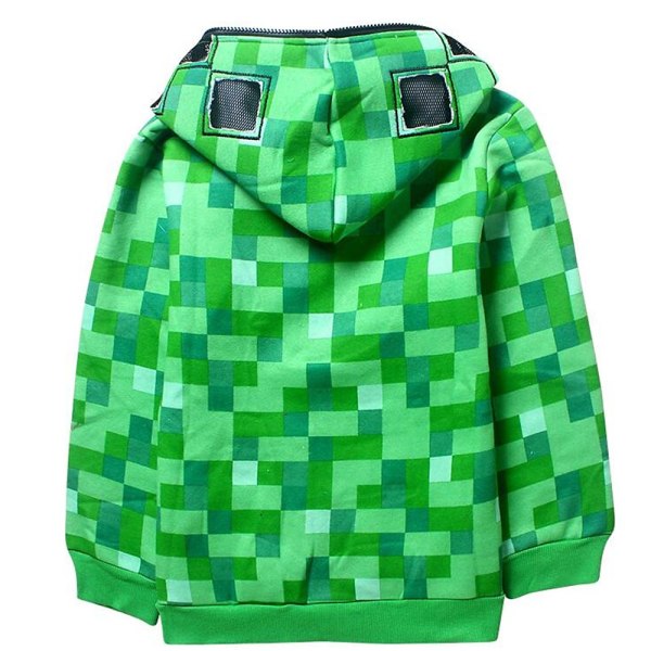 Minecraft Creeper Langermet hettegenser for barn frakk med glidelås 150cm