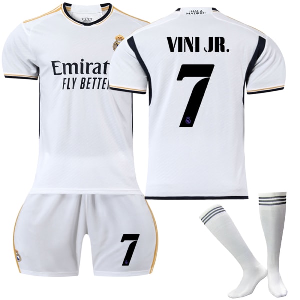 2023-2024 Real Madrid Hemma Fotbollströja för barn Vinicius nr. 7 VINI JR 22