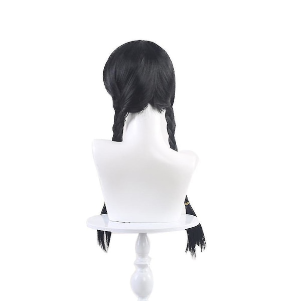 2023 Keskiviikko Addams Puku Peruukit Lapsille Tyttöjen Tylli Vyö Gootti Musta Mekko Halloween Cosplay Juhlapuku Peruukit Mekko ja Peruukki 7-8 V Only wigs 8-9 Years