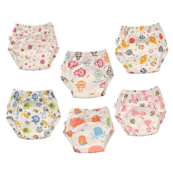 Unisex bomuld Återanvändbar potträningsbyxa Andas 6-pack 100 style 3