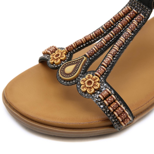 Sommer nye kvinners sandaler Elastisk bånd Lette og komfortable sandaler Black EU 37