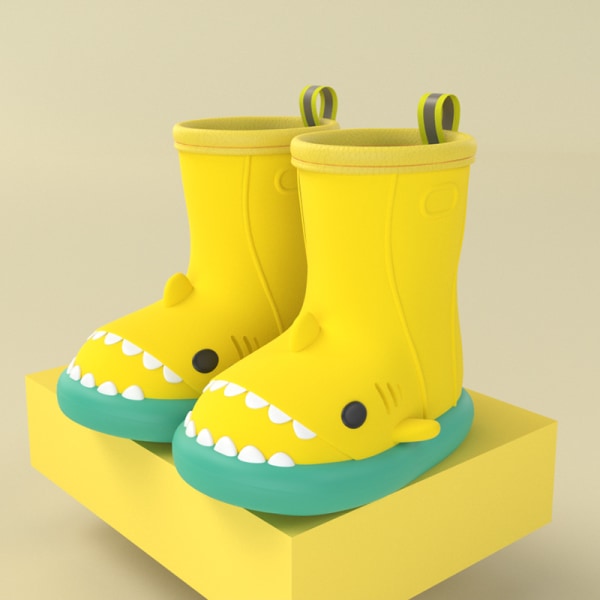 Nye sklisikre regnstøvler med hai-angrep Yellow2 16cm