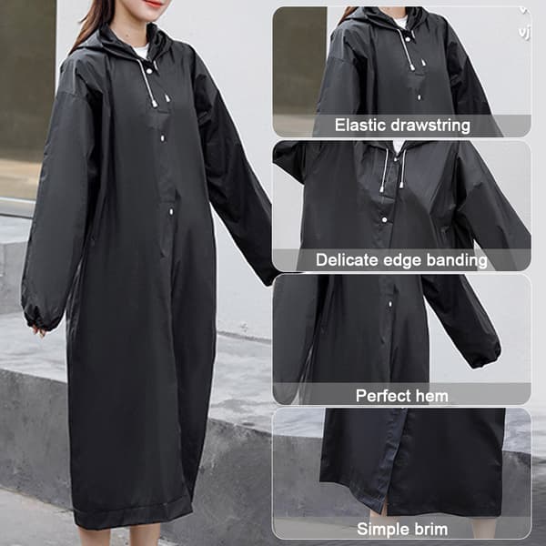 2 ponchoer/regnfrakker for voksne med hette og snøring black