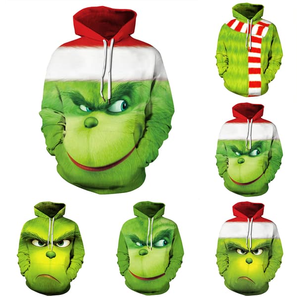 Børne The Grinch's Hættetrøjer Sweatshirt Pullover Hættetrøje Gave C 130cm