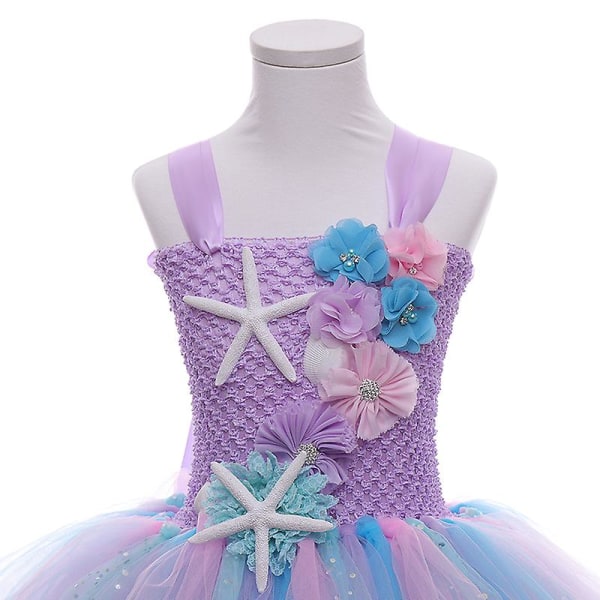 Flickor Princess Dress Mermaid Ariel Tutu Dress Carnival Light purple 100