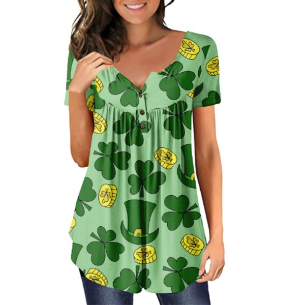 Kvinners St. Patrick's Day kortermet T-skjorte Casual Pullover B B S