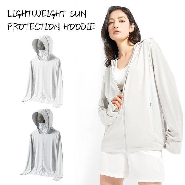 Lättvikts solskyddskläder Långärmad issilkehuvtröja Men - White XL