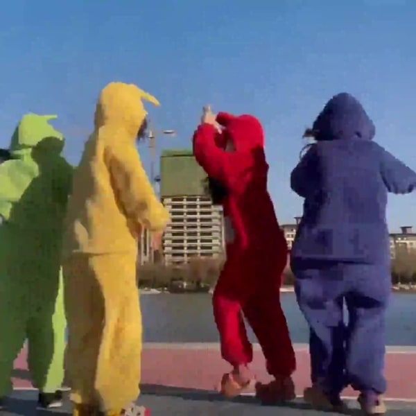 Teletubbies Kostym Vuxna Pyjamas Pyjamas Sovkläder Jumpsuit Po Teletubbies Adult M