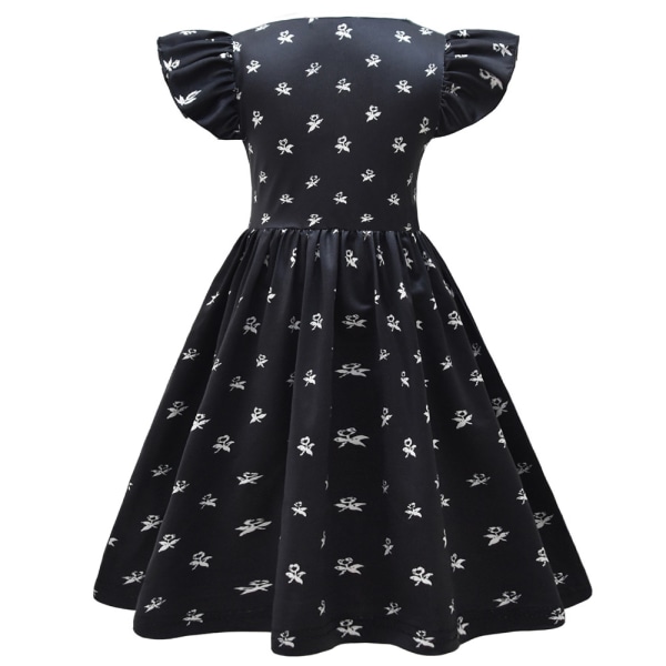 Addams Dress onsdag för tjejer Halloween rollspelsdräkt 150cm