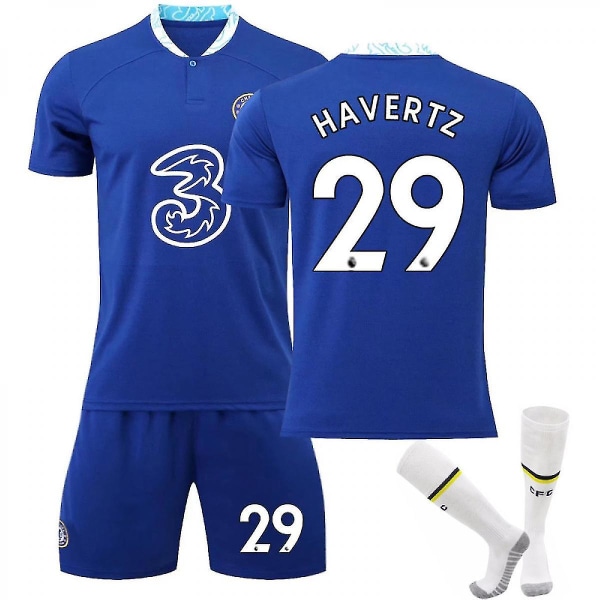22-23 Chelsea Home Fotbollströja för barn Träningsdräkt Z X No.29 Havertz Kids 24(130-140CM)