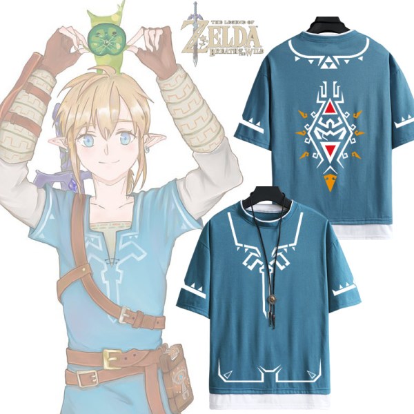 Kortermet The Legend of Zelda Protagonist Link T-skjorte Blue M
