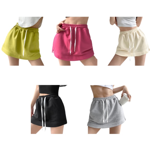 Shorts Kjolar Klänning Dragsko Högmidjat Candy Color för Gray XL