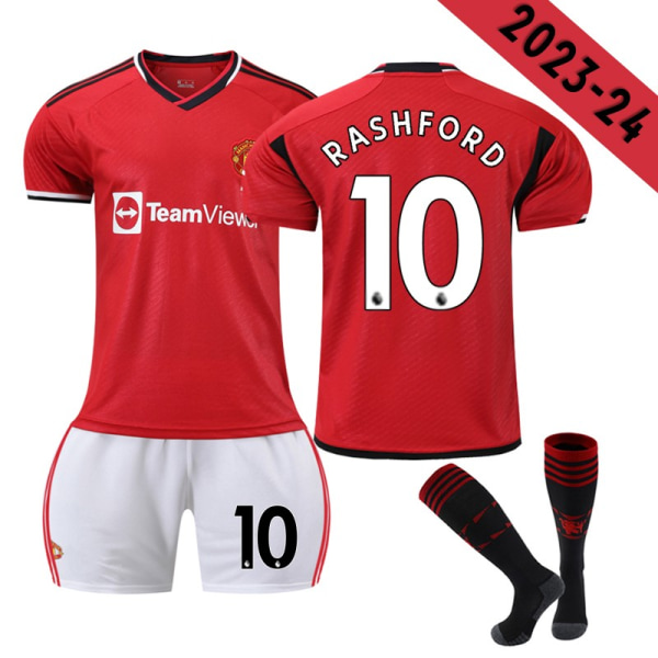 23-24 Manchester United Hem Fotbollsdräkt för barn nr10 RASHFORD 8-9 years