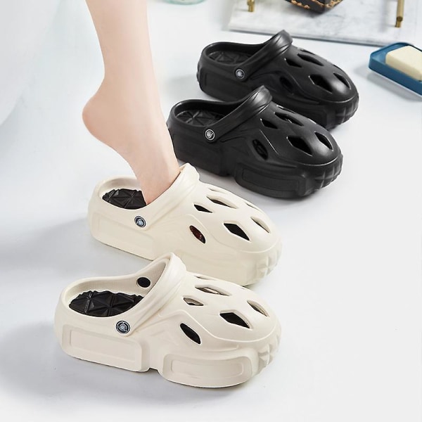 Summer Sliders Eva Halkfria sandaler Mjuka tjocksula hålskor för kvinnor White 40 41