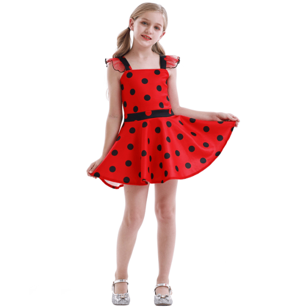 Flickor Polka Dots Ladybug Dress Up Kostym red 130cm