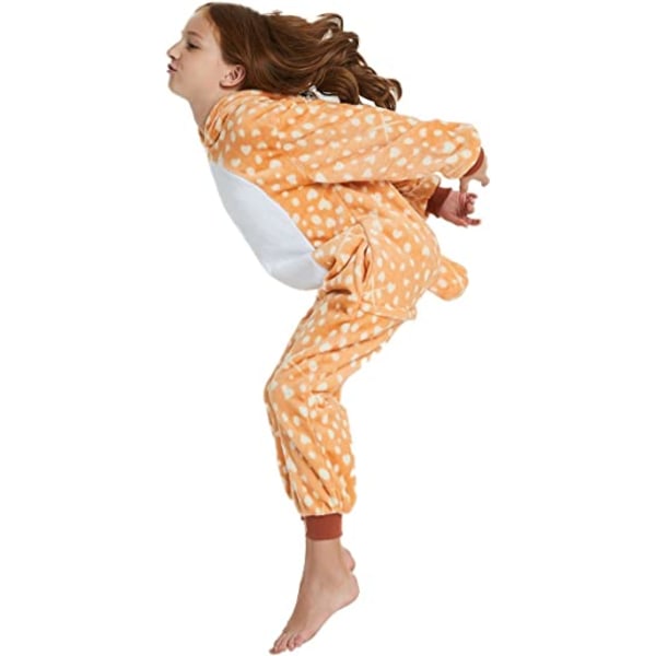 Fleece Lasten Tiger Onesie Pyjamat Joulu Halloween Eläin Cosplay Pyjama asu Sika Deer 120 Jards