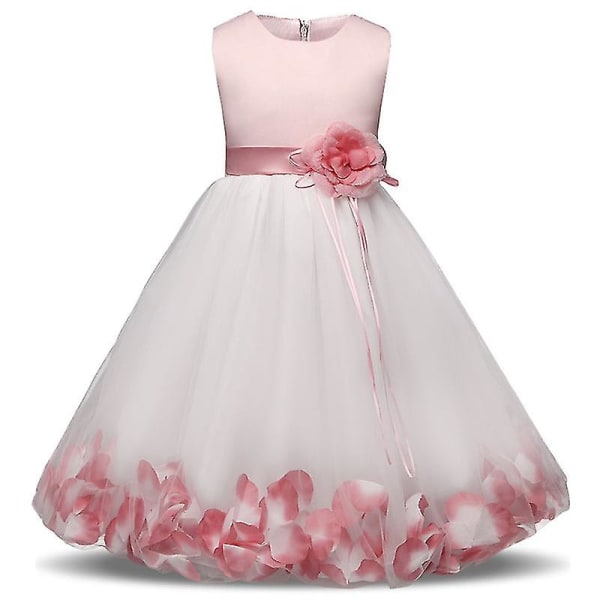 Blomstertjej Baby bröllopsklänning Fairy Petals Barnkläder Flicka Festklänning Barnkläder Fancy tonårsflicka Klänning 4 6 8 t Pink 10