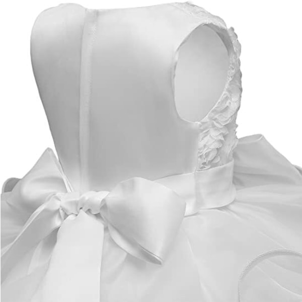 Tjejklänning Barn Volanger Spets Fest Bröllopsklänning Regnbågstyll white 100