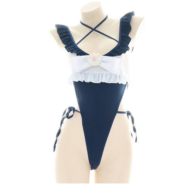 Dam Lolita Söt Skolflicka Maid Baddräkt Anime Sukumizu Cosplay Kostym Sexig Skönhet Rygg Bodysuit Underkläder Set