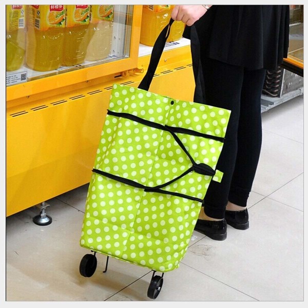 Smart sammenleggbar handlepose på hjul hvit green one size