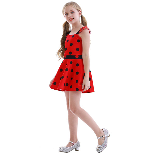 Piger Polka Dots Ladybug Dress Up kostume red 120cm
