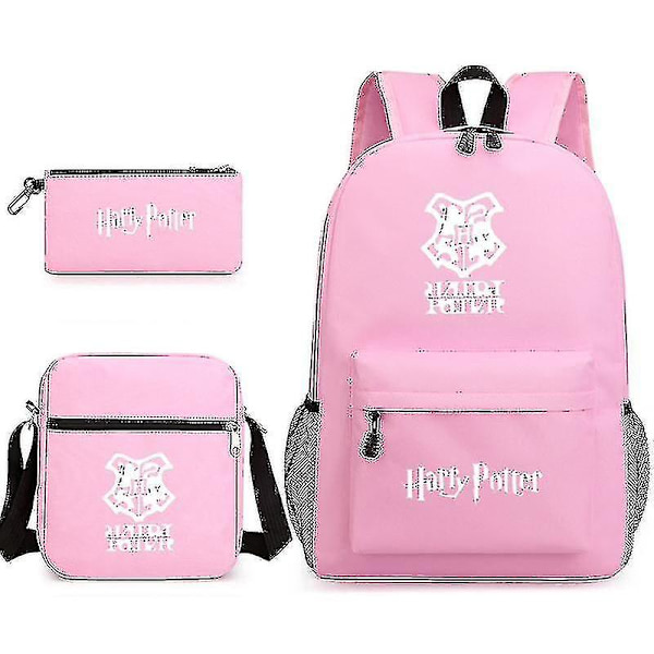 Harry Potter Academy Badge R Rygsæk Studenterskoletaske Skuldertaske Blyantstaske Tredelt sæt pink