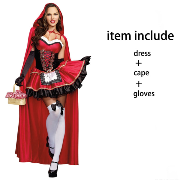 Rødhætte kostume Voksne kvinders Halloween Cosplay style 1 S