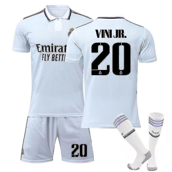 22-23 Real Madrid hjemmefotballdrakt nr. 20 Vini Jr Kids 16 90-100CM