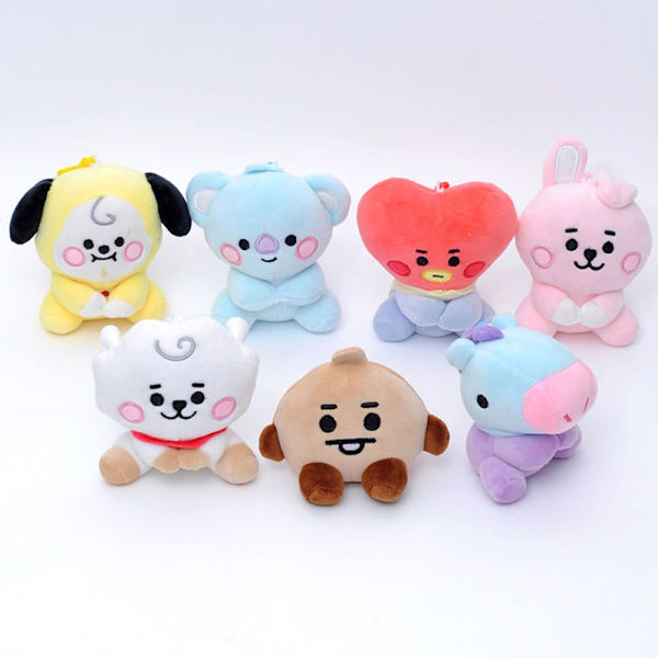 12CM BTS Plysj Doll Toy BT21 Nøkkelring Veske anheng