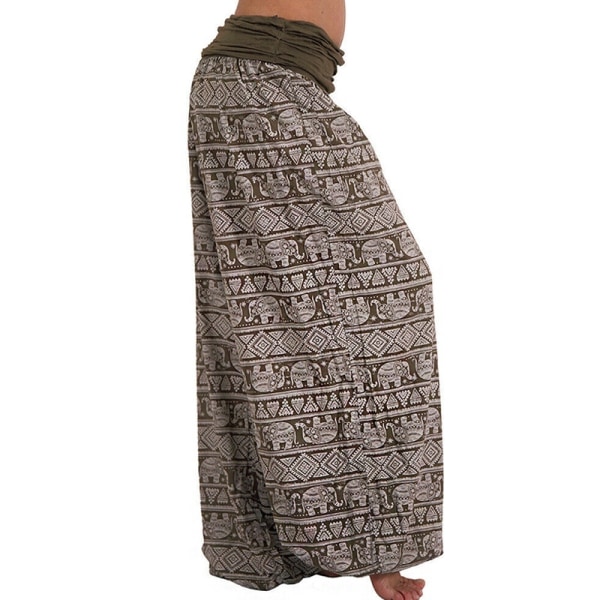 Baggy Harem Pants for kvinner eggings Hippie Yoga Pants green L
